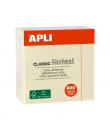 Apli Notas Adhesivas Classic 75x75mm - Cubo de 400 Hojas - Adhesivo de Calidad - Facil de Despegar - Amarillo