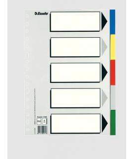 Esselte 613 Bolsa de 5 Separadores de Plastico - 5 Pestañas  5 Colores - Multitaladro - Formato Folio