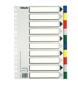 Esselte 713 Bolsa de 10 Separadores de Plastico - 10 Pestañas  5 Colores - Multitaladro - Formato Folio