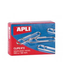 Apli Pack de 100 Clips Niquelados Nº2 32mm