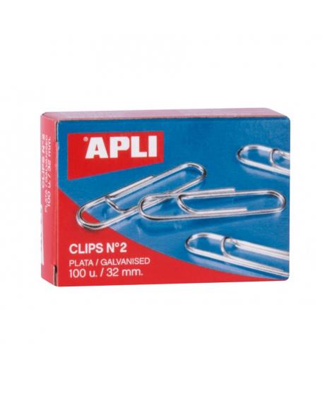 Apli Pack de 100 Clips Galvanizados nº2 32 mm