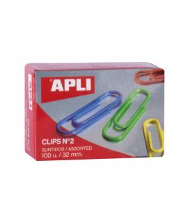 Apli Pack de 100 Clips nº2 32 mm - Colores Surtidos