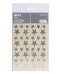 Apli Bolsa de Gomets Estrella - 12.5mm x 19.5mm - Holograficos con Adhesivo Permanente - 3 Hojas y 120 Gomets - Cumplen Normas