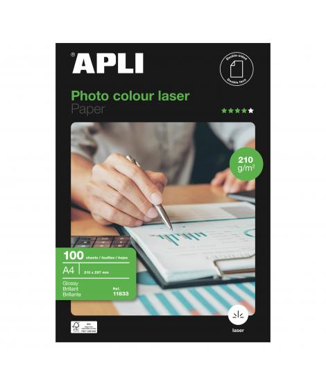 Apli Papel Fotografico Colour Laser A4 210g 100 Hojas