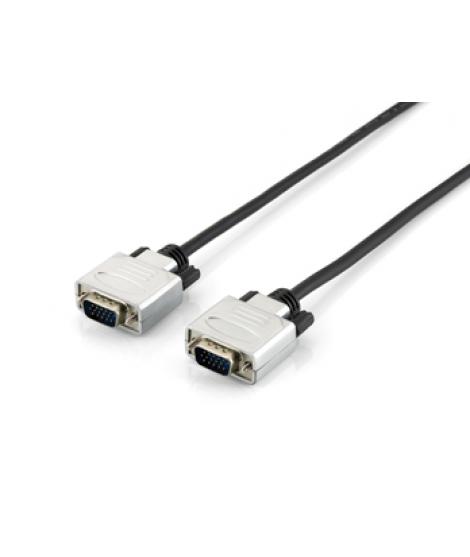 Equip Cable VGA Alargador 2 x HDB15 VGA Macho - Carcasas Metalicas - Tornillos Moleteados - Longitud 15 m. - Color Negro
