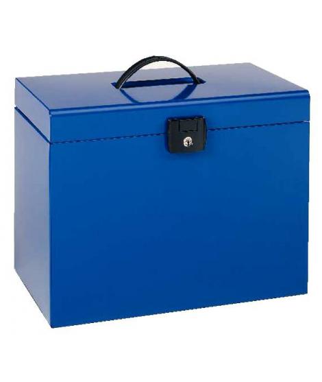 Esselte Home-Box A4 Maletin Metalico - con 5 Carpetas - Azul - con Asa y Cerradura con Llave