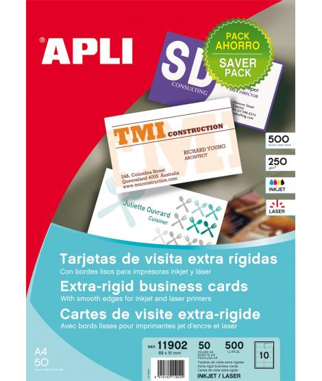 Apli Tarjetas de Visita Cantos Rectos Mate 250g 50 Hojas