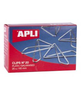 Apli Clips Mariposa Alambre Nº 20 (60mm) Acabado Galvanizado/Plata - Brilloso - 25 Unidades por Caja