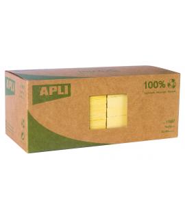 Apli Notas Adhesivas Recicladas Classic 75x75 - 12 Blocs de 100 Hojas - Adhesivo de Calidad - Papel Reciclado - Amarillo