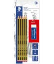 Staedtler Noris 120 Pack de 5 Lapices de Grafito Hexagonales 2HB + 1 Goma de Borrar Mars Plastic - Madera de Bosques Sostenibles