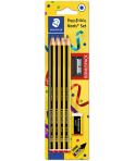 Staedtler Noris 120 Pack de 8 Lapices de Grafito Hexagonales + Goma de Borrar + Sacapuntas - Mina HB Ultrarresistente de 2mm - M