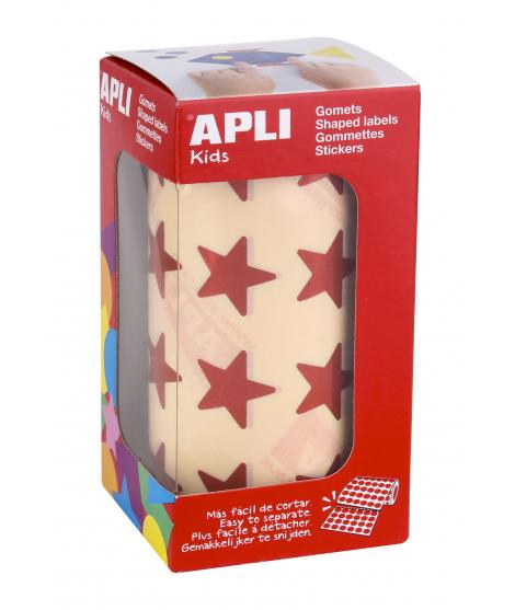 Apli Gomets Estrella 19.5mm - 1416 Unidades por Rollo - Adhesivo Permanente - Ideal para Actividades Infantiles