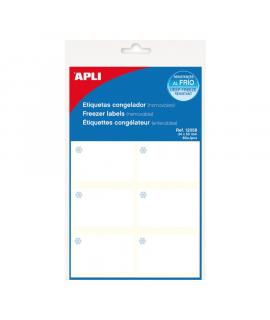 Apli Pack de 10 Hojas de Etiquetas Especiales Congelador 34 x 53 mm - Adhesivo Resistente a Bajas Temperaturas - Color Blanco