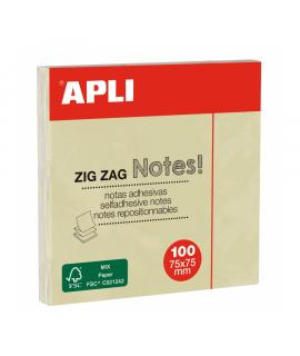 Apli Classic Bloc de 100 Notas Adhesivas Zigzag 75 x 75 mm - Color Amarillo