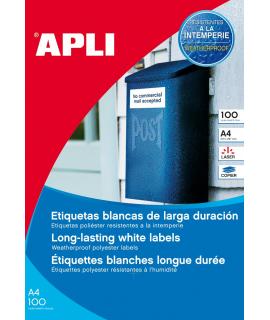 Apli Etiquetas Blancas Resistentes Intemperie 210 x 297 mm - 100 Hojas