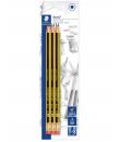 Staedtler Noris 122 Pack de 6 Lapices de Grafito Hexagonales 2HB con Goma - Resistencia a la Rotura - Madera de Bosques Sostenib