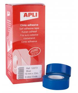 Apli Cinta Adhesiva Azul 19mm x 33m - Resistente al Agua y a la Intemperie - Facil de Cortar con las Manos - Ideal para