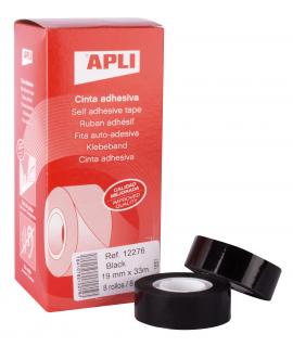 Apli Cinta Adhesiva Negra 19mm x 33m - Resistente al Agua y a la Intemperie - Facil de Cortar con las Manos - Ideal para Uso