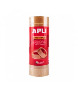 Apli Pack de 8 Cintas Adhesivas Transparentes 19 mm x 33 m