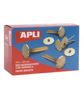 Apli Encuadernadores Metalicos con Arandela - 25mm - Caja de 100 - Incluye Arandela para Embellecer y Evitar Rozaduras - Aptos p