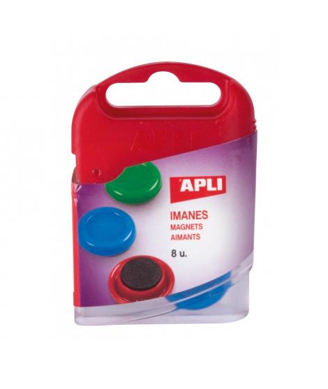 Apli Pack de 8 Imanes Ø 20 mm - Colores Surtidos