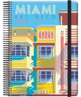 Dohe Traveller Miami Agenda Anual - Dia Pagina - Cierre con Goma Elastica - Tamaño 15x21cm