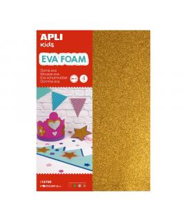Apli Pack de 10 Goma Eva Purpurina A4 - Grosor 2 mm - Impremeable - Moldeable al Calor - Colores Surtidos