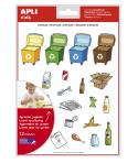 Apli Pack de 276 Gomets con Tematica El Reciclaje - Adhesivo Removible - Ilustraciones Divertidas - Ideal para Escuelas - 100% R