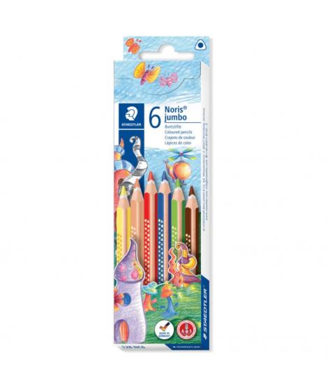 Staedtler Jumbo Noris 128 Pack de 6 Lapices Triangulares de Colores - Diseño Ergonomico - Colores Surtidos