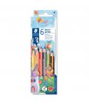 Staedtler Jumbo Noris 128 Pack de 6 Lapices Triangulares de Colores - Diseño Ergonomico - Colores Surtidos