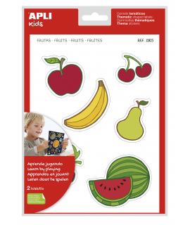 Apli Gomets Tematicos las Frutas xL - 22 Gomets en 2 Hojas A4 - Desarrollados con Educadores - Adhesivo Removible - Seguros y