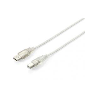 Equip Cable USB-A Macho a USB-B Macho 2.0 - Transparente - Chapado en Niquel - Longitud 1 m.