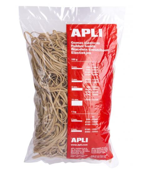 Apli Gomas Elasticas de Caucho Natural - Ø 160 x 3mm - Gran Elasticidad y Resistencia - 1kg de Contenido