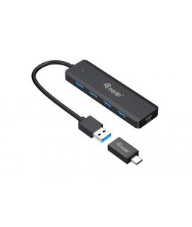 Equip Hub USB 3.2 Gen 1 con Adaptador USB-C - 4x Puertos USB 3.2 - Puerto de Alimentacion Adicional USB-C 5V2A