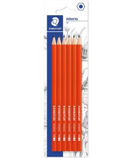 Staedtler Minerva Pack de 6 Lapices de Grafito Hexagonales - Mina 2HB - Madera de Bosques Sostenibles - Para Escribir y