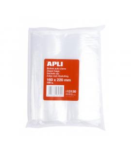 Apli Pack de 100 Bolsas de Auto Cierre 160 x 220 mm - Cierre Seguro - Aptas para Alimentos