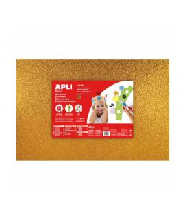 Apli Pack de 3 Goma Eva Purpurina Oro 600 x 400 mm - Grosor 2 mm - Impermeable - Moldeable al Calor - Color Oro