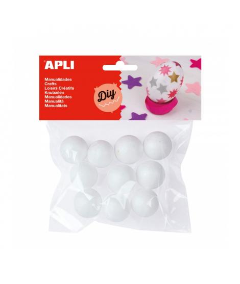 Apli Pack de 10 Bolas de Porexpan Ø 25 mm - Color Blanco