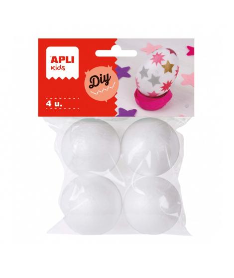 Apli Pack de 4 Bolas de Porexpan Ø 45 mm - Color Blanco