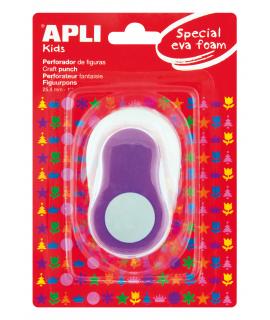 Apli Perforadora de Papel y Goma Eva en Forma de Circulo - Tamaño de Figura 25.4mm - Perfora Papel, Carton, Cartulina y Goma Eva