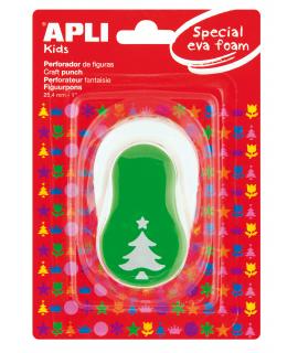 Apli Perforadora Árbol Navidad - Figura 25.4mm - Perfora Papel, Carton, Cartulina y Goma Eva de Hasta 2mm - Deposito de Restos -