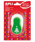 Apli Perforadora Árbol Navidad - Figura 25.4mm - Perfora Papel, Carton, Cartulina y Goma Eva de Hasta 2mm - Deposito de