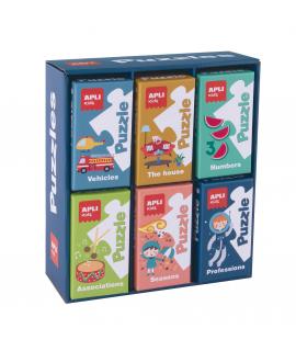 Apli Expositor de 6 Puzles Educativos - 24 Piezas de 7x7cm - Mejora Concentracion, Observacion, Memoria y Resolucion de Problema