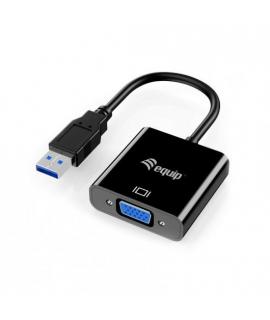 Equip Adaptador USB 3.0 a VGA - Tasa de Transferencia 5 Gbits - Maxima Resolucion 1920x1080p - Color Negro