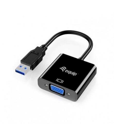 Equip Adaptador USB 3.0 a VGA - Tasa de Transferencia 5 Gbit/s - Maxima Resolucion 1920x1080p - Color Negro