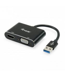 Equip Adaptador USB 3.0 a HDMIVGA - Tasa de Transferencia 5 Gbits - Maxima Resolucion 1920x1080p - Color Negro