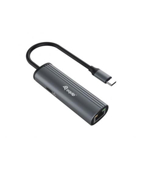 Equip  Adaptador USB-C a Gigabit RJ45 + USB-C PD - Carcasa de Aluminio