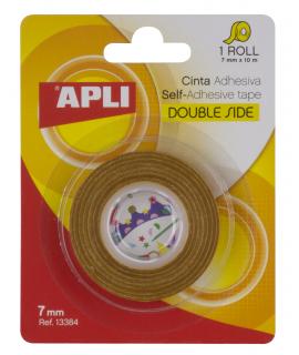 Apli Cinta Adhesiva Doble Cara 7mm x 10m - Facil de Cortar y Aplicar - Adhesion Fuerte y Duradera - Transparente Transparente