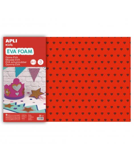 Apli Goma Eva Impresa Purpurina Corazones 600x400 - 3 Hojas de Tamaño Grande y Brillantes