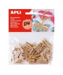 Apli Pack de 45 Mini Pinzas de Madera Natural 25 x 3 mm - Color Madera